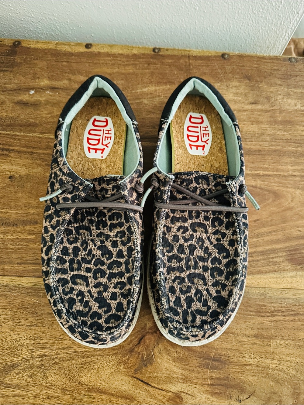 Hey Dude Women’s Leopard Print Canvas Shoes - Brown/Black